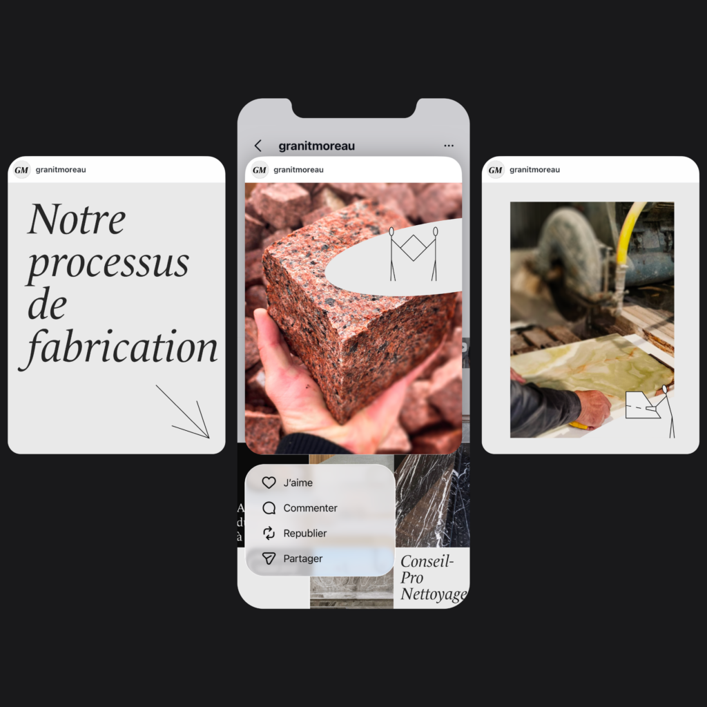 Visual identity and social media in collaboration with Zed l’Agence for Granit Moreau