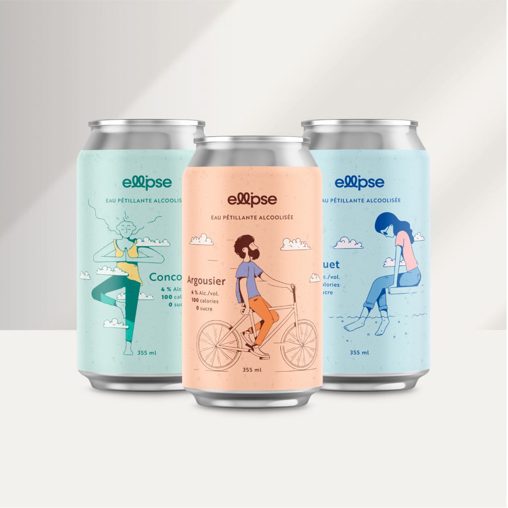 Logo + design minimaliste et pétillant pour la marque de seltzer alcoolisé Ellipse