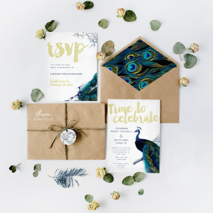 Invitation Vintage Peacock