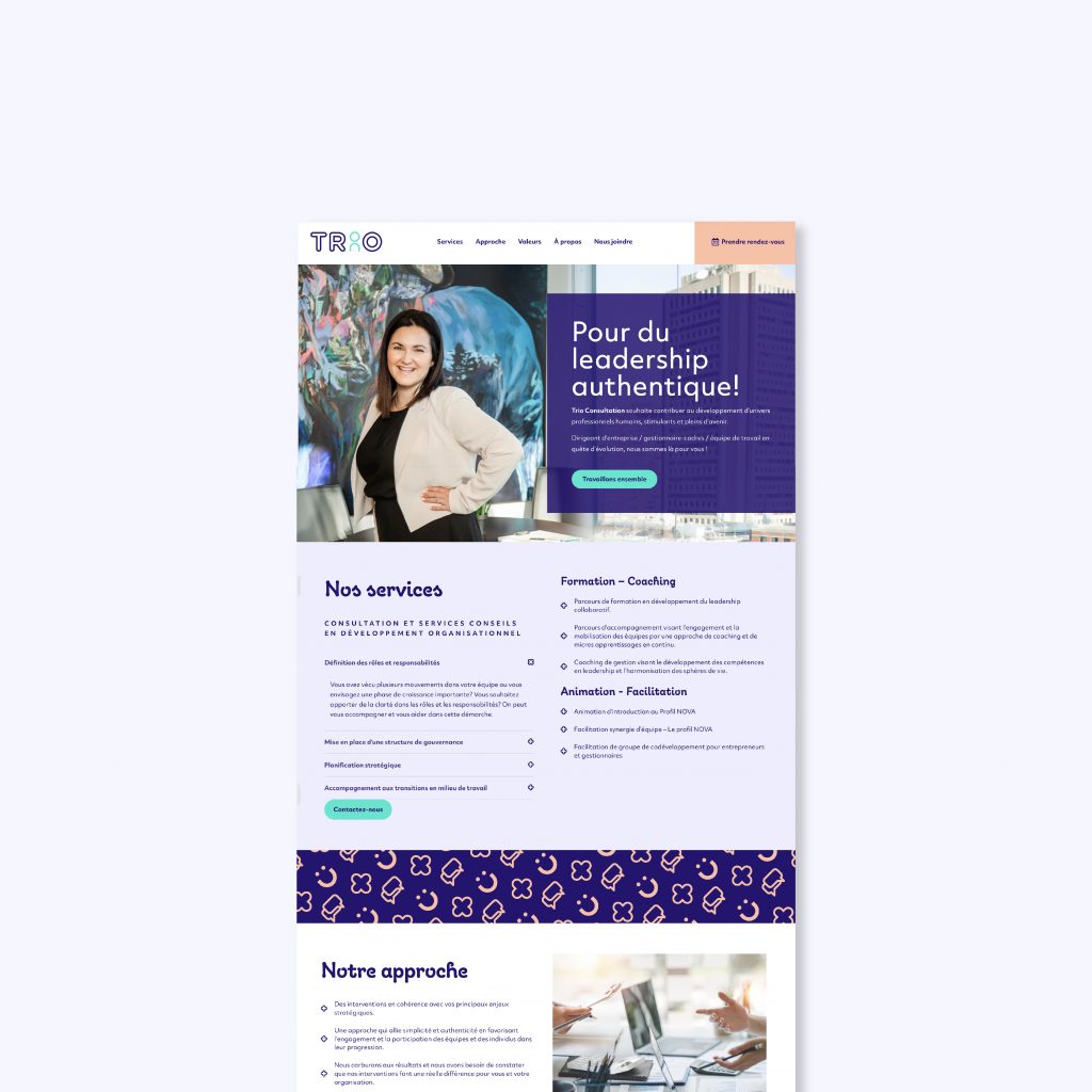 Un site web one-pager dynamique pour Trio Consultation