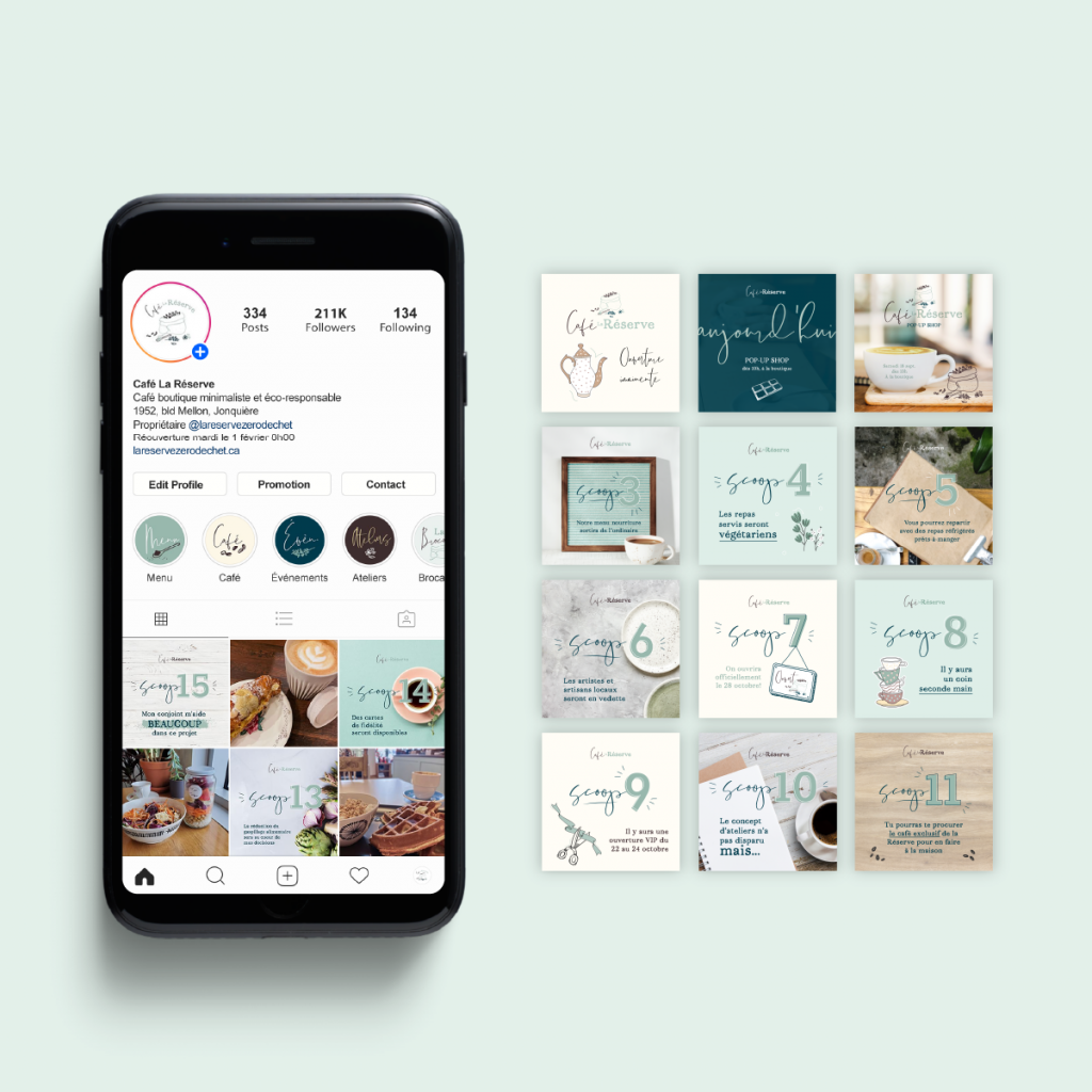 Landing page du Café La réserve et lancement sur les réseaux sociaux