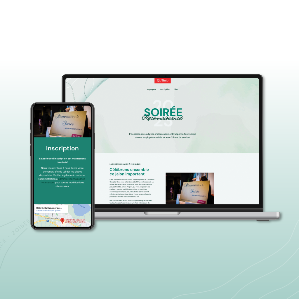 Un microsite événementiel pour la Soirée Reconnaissance de Rio Tinto 2023