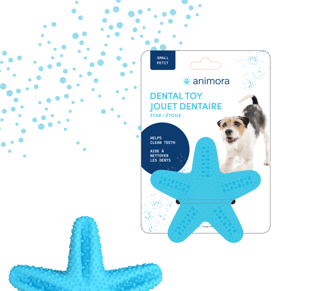 Des bâtonnets et des jouets dentaires pour Animora