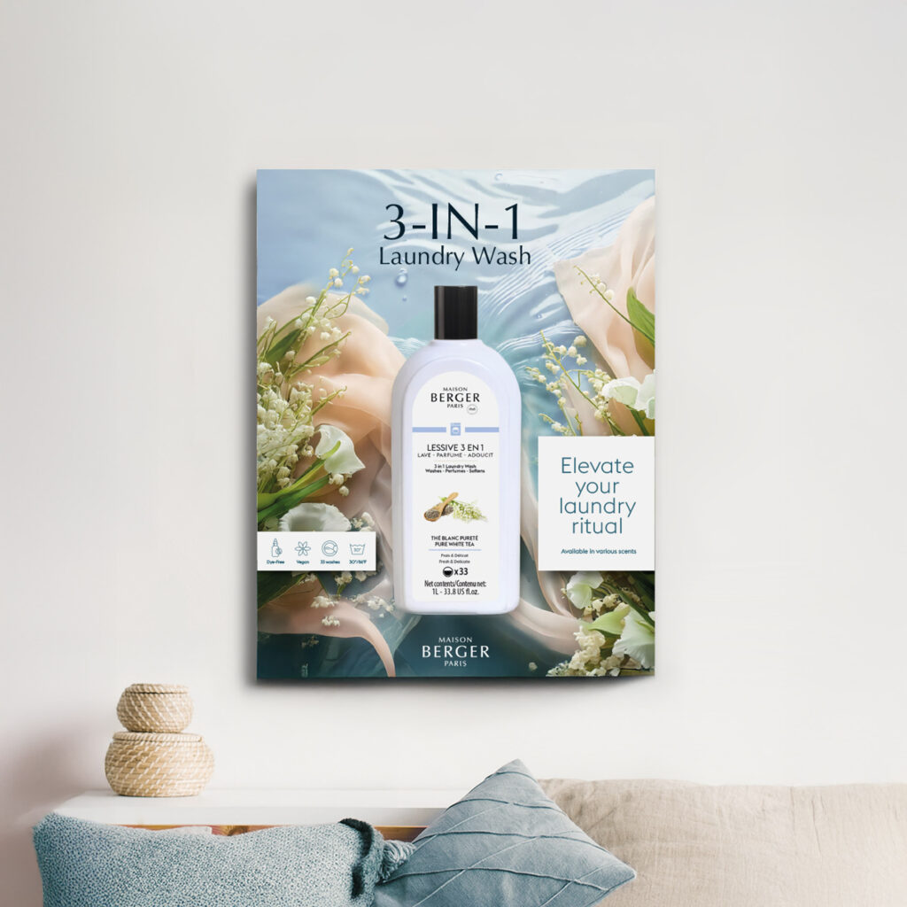 Création de visuels imprimés pour la gamme Laundry Care Line – Maison Berger